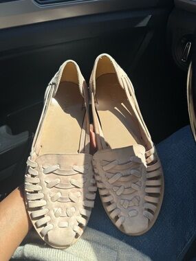 Nisolo Woven Huarache Flats — Light Blush